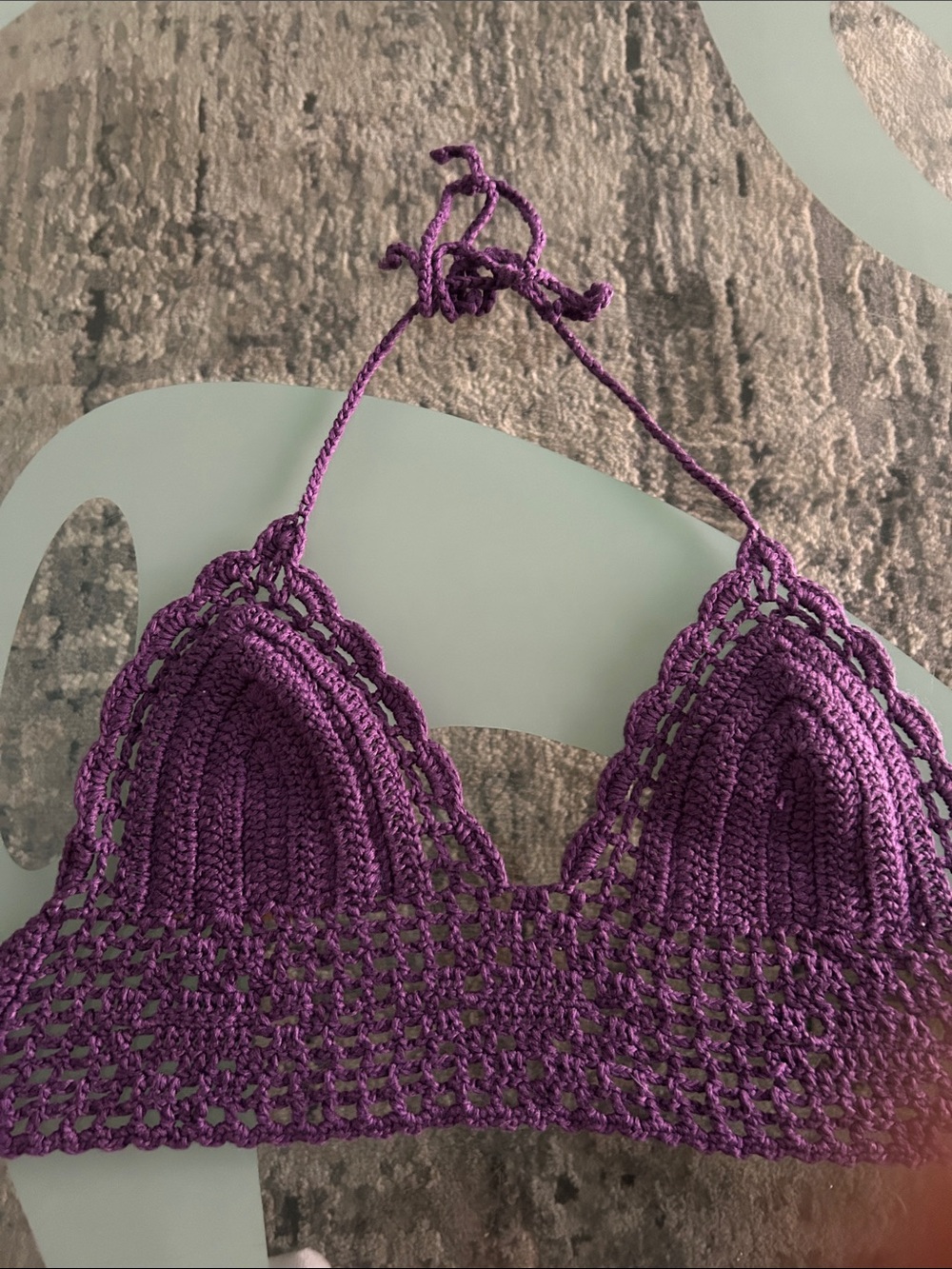Handcrafted Purple Crochet Halter Bralette Top - Women Tops - Picture 7 of 9